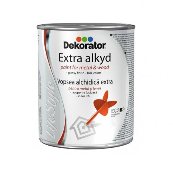 Alkidinė emalė DEKORATOR Extra, 0,75l pilka sp.