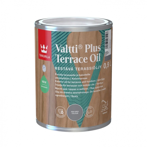 Aliejus medienai TIKKURILA Valtti Plus Terrace Oil, 0,9l pilka sp.