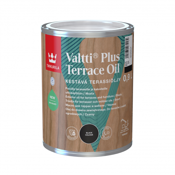 Aliejus medienai TIKKURILA Valtti Plus Terrace Oil, 0,9l juoda sp.