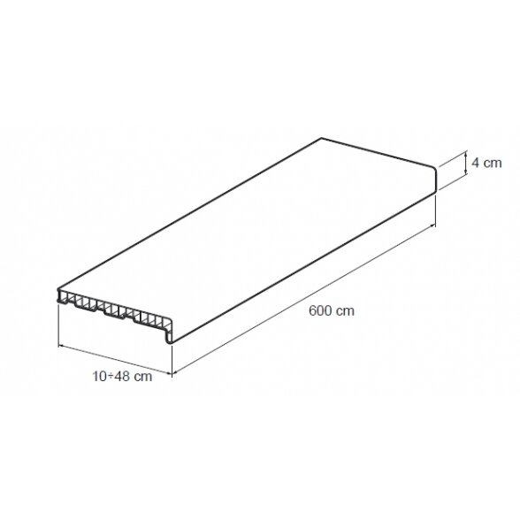 Plastikinė palangė VOX, 600x25cm balta 1