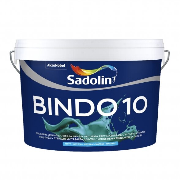 Vidaus dažai SADOLIN Bindo 10 A bazė, 2,5l balta sp.
