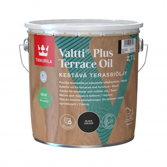 Aliejus medienai TIKKURILA Valtti Plus Terrace Oil, 2,7l juoda sp.