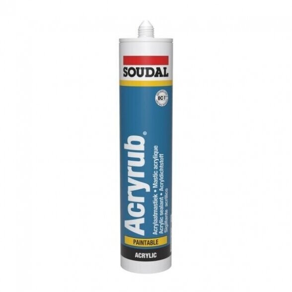 Hermetikas SOUDAL Acryrub, 300ml baltas