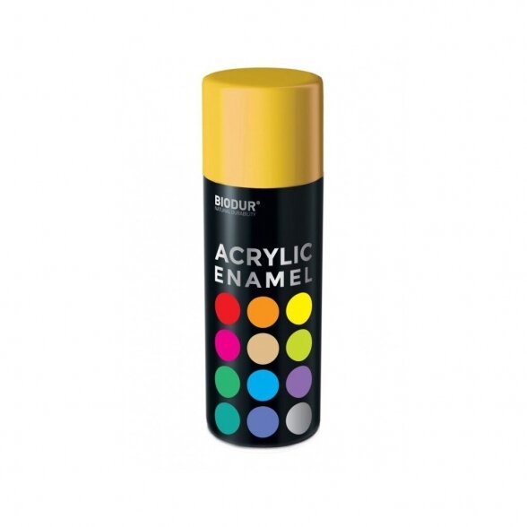 Aerozolinė emalė BIODUR Acrylic, 400ml geltona sp.