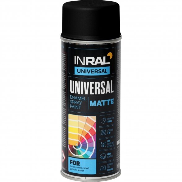 Aerozoliniai dažai INRAL Universal, 400ml tamisiai juoda sp. matiniai