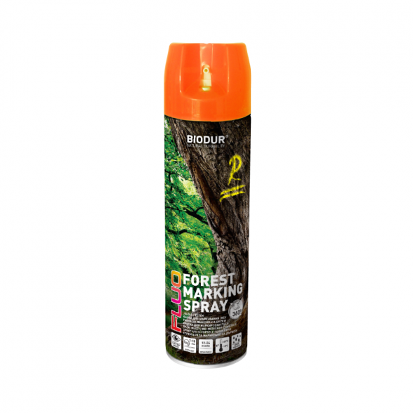 Aerozoliniai ženklinimo dažai BIODUR Forest Marking Spray, 500ml oranžinė sp.