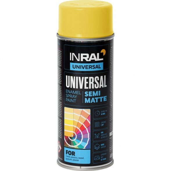 Aerozoliniai dažai INRAL Universal, 400ml kelininkų geltona sp. pusiau matiniai