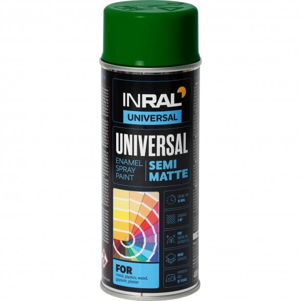 Aerozoliniai dažai INRAL Universal, 400ml samanų žalia sp. pusiau matiniai