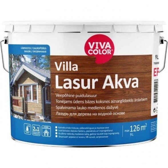 Medienos impregnantas VIVACOLOR Villa Lasur Akva EP bazė, 9l