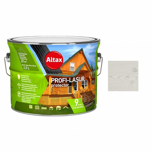 Medienos impregnantas ALTAX Profi Lasur, 2,5l balta sp.