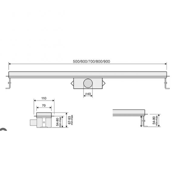 Vonios metalinis dušo latakas Piksel 700mm BIELBET 2