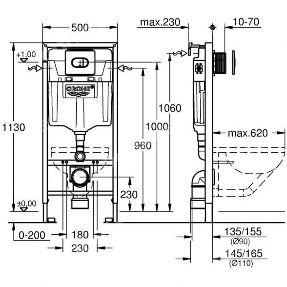 Potinkinis klozeto rėmas GROHE Rapid 38981000 1