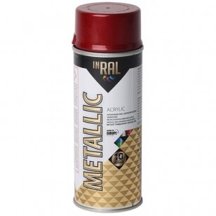 Aerozolinis akrilinis lakas, metallic, raudonas INRAL, 400ml