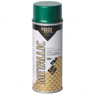 Aerozolinis akrilinis lakas, metallic, žalias INRAL, 400ml