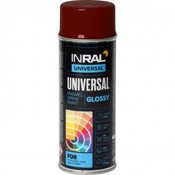 Aerozoliniai dažai INRAL UNIVERSAL, vyšninė (RAL3004), 400ml