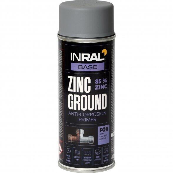 Aerozolinis gruntas INRAL Zinc Ground, 400ml cinko sp.