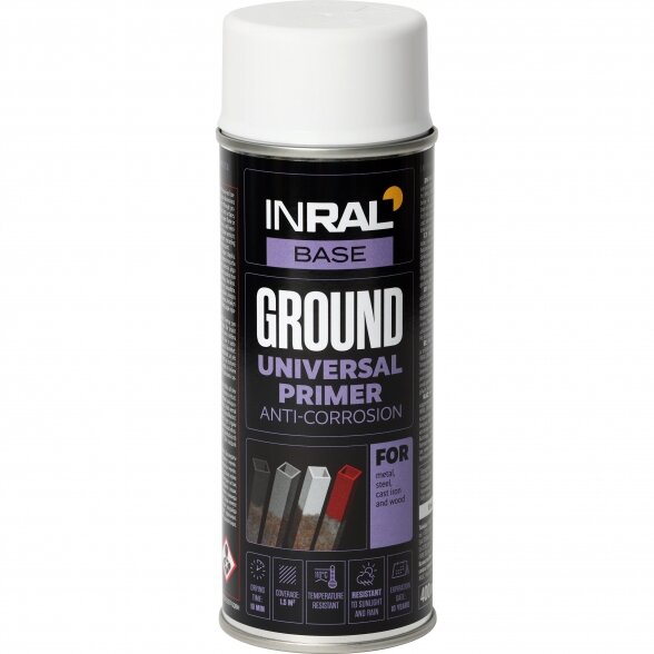 Aerozolinis gruntas INRAL GROUND, Baltas (RAL 9003), 400ml