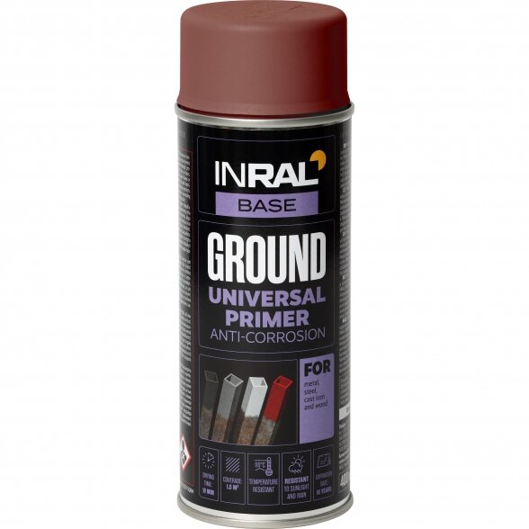 Aerozolinis gruntas INRAL Ground, 400ml raudona sp.