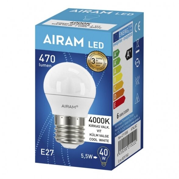 AL LED 5,5W/840 E27 P45 KOH,Airam 4711558