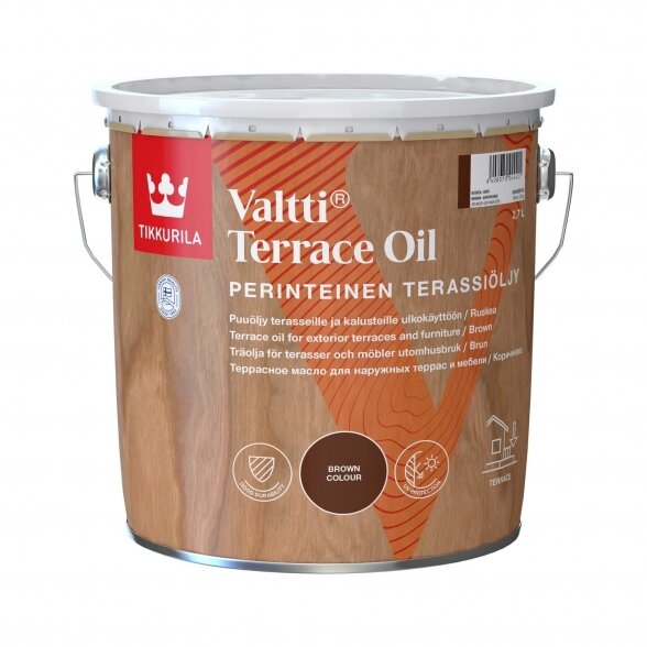 Tirpiklinis medienos aliejus TIKKURILA Valtti Terrace Oil, 2,7l ruda sp.