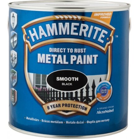 Metalo dažai HAMMERITE Smooth Finish, 750ml juoda sp.