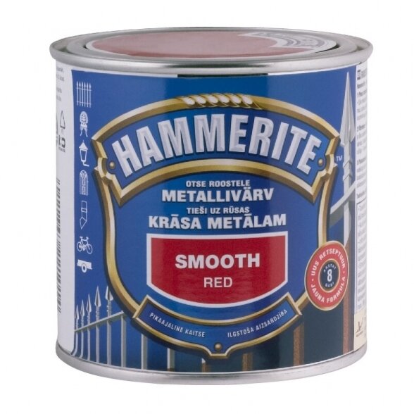 Metalo dažai HAMMERITE Smooth Finish, 250ml raudona sp.