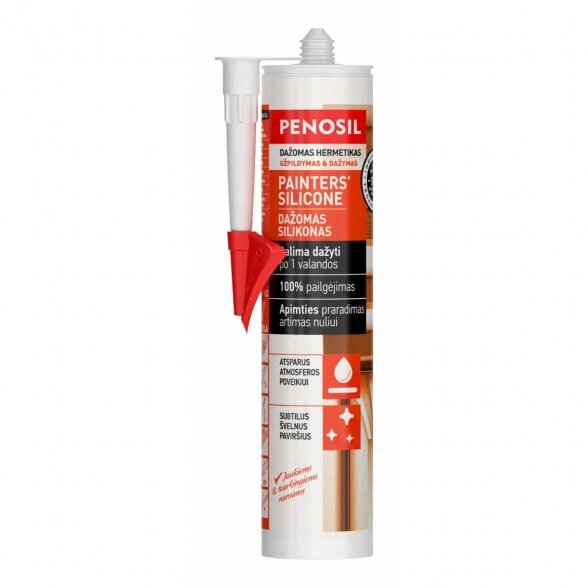 Dažomas silikoninis hermetikas PENOSIL Painters Silicone, 290ml balta sp.