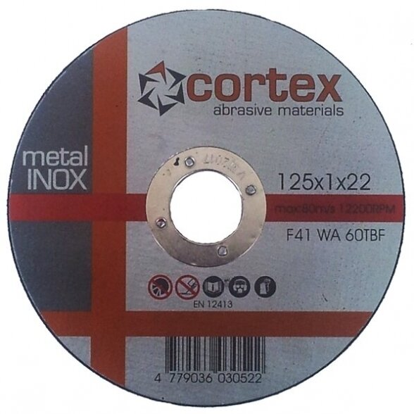 Metalo pjovimo diskas CORTEX Inox, 125x1x22,2mm