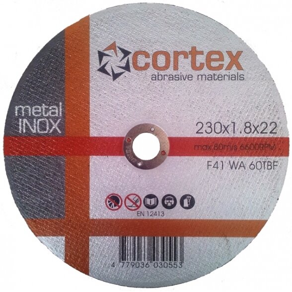 Metalo pjovimo diskas CORTEX WA 60 TBF F41 80m/s, 230x1,8x22,2mm