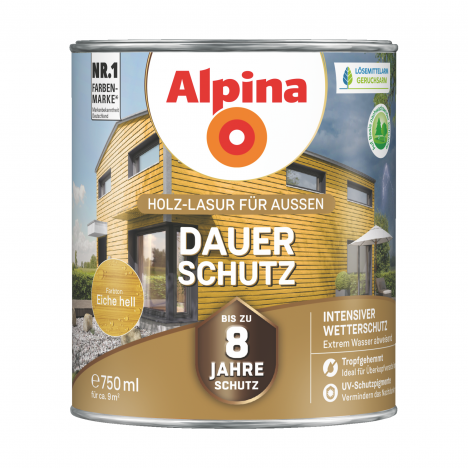 Medienos impregnantas ALPINA Dauer Schutz, 0,75l šviesaus ąžuolo sp.