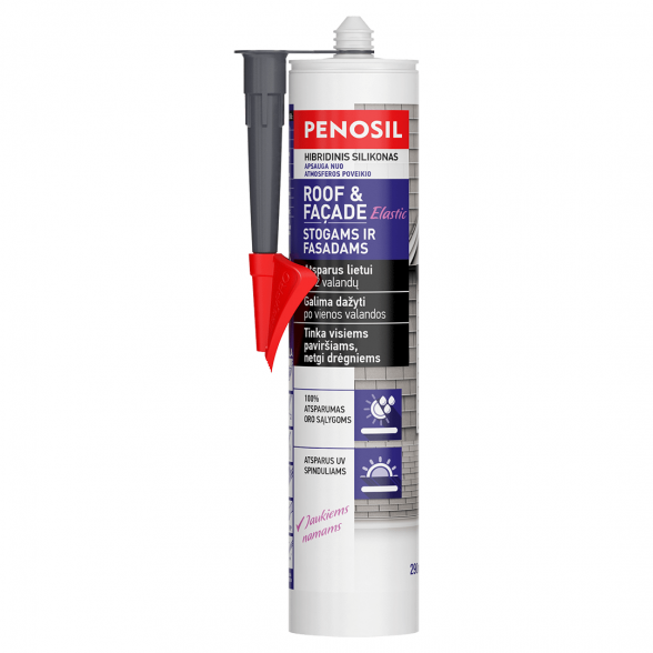 Stogų ir fasadų hermetikas PENOSIL Roof&Facade Elastic, 290ml pilka sp.