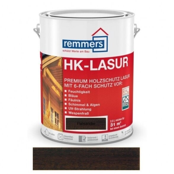 Medienos impregnantas REMMERS HK Lasur, 5l palisanderio sp.