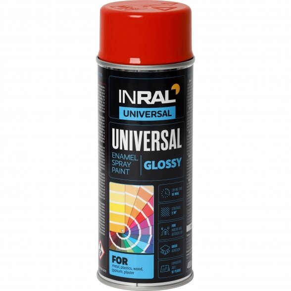 Aerozoliniai dažai INRAL Universal, 400ml kelininkų raudona sp. blizgūs