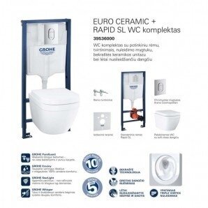 WC komplektas 4 in 1 Grohe EuroCeramic Rimless 2