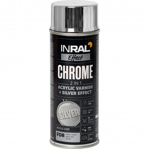 Lakas akrilinis INRAL CHROME sidabrinis 400 ml