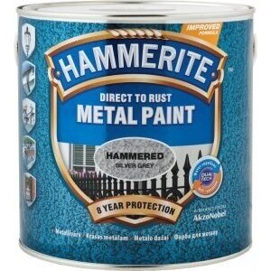 Metalo dažai HAMMERITE Hammered Smooth Finish, 250ml pilka sp.