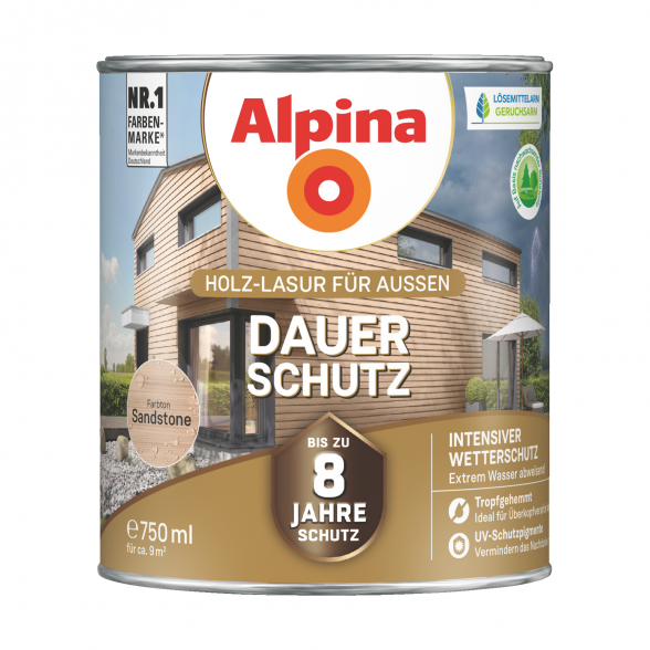 Medienos impregnantas ALPINA Dauer Schutz, 0,75l smiltainio sp.