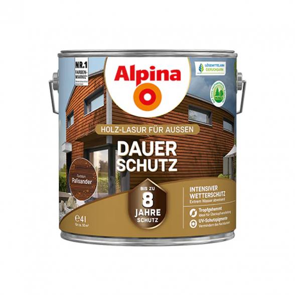 Medienos impregnantas ALPINA Dauer Schutz, 4l palisanderio sp.