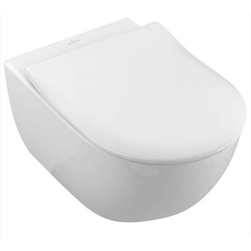 Pakabinamas WC Villeroy & Boch Subway 2.0  Direct Flush WC su SlimSeat dangčiu, White Alpin