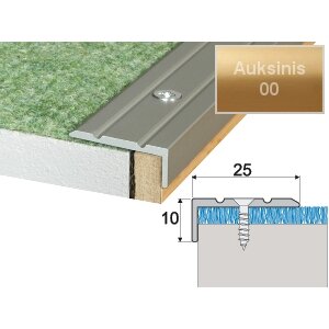 Profilis laiptams A31 auksinis, 180cm 25x10mm