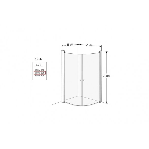 Pusapvalė dušo kabina IDO Showerama 10-4 80X80, dalinai matinis stiklas 4