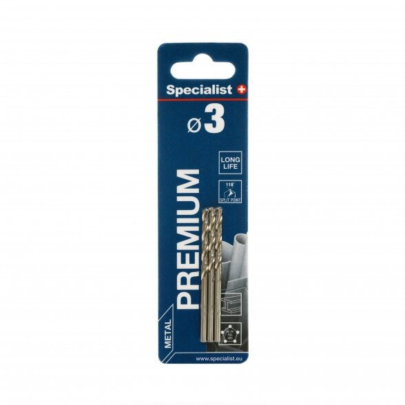 Metalo grąžtas SPECIALIST+ Premium, 3mm 3vnt. 1