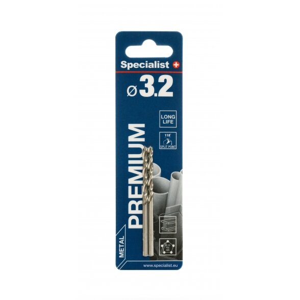Metalo grąžtas SPECIALIST+ Premium, 3,2mm 2vnt. 1