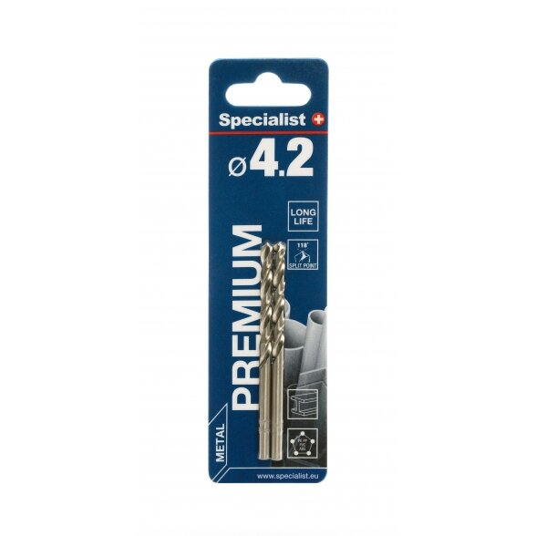 Metalo grąžtas SPECIALIST+ Premium, 4,2mm 2vnt. 1