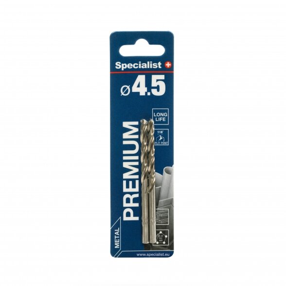 Metalo grąžtas SPECIALIST+ Premium, 4,5mm 2vnt. 1