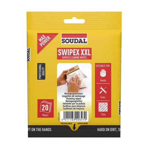 Drėgnos servetėlės SOUDAL Swipex 20 XXL, 20vnt