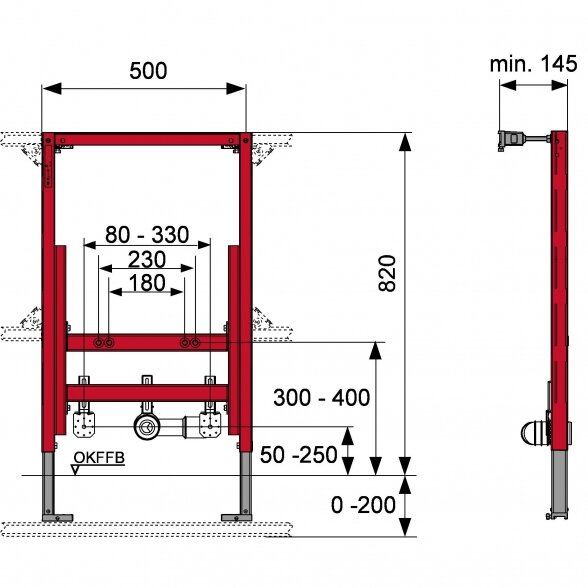 Bidė modulis TECE pažemintas 9330005, 820mm 1