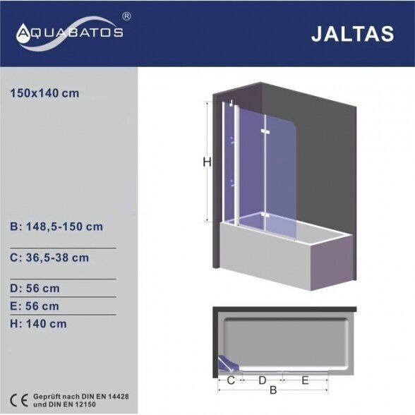 Vonios sienelė AQUABATOS Jaltas 150x140 5