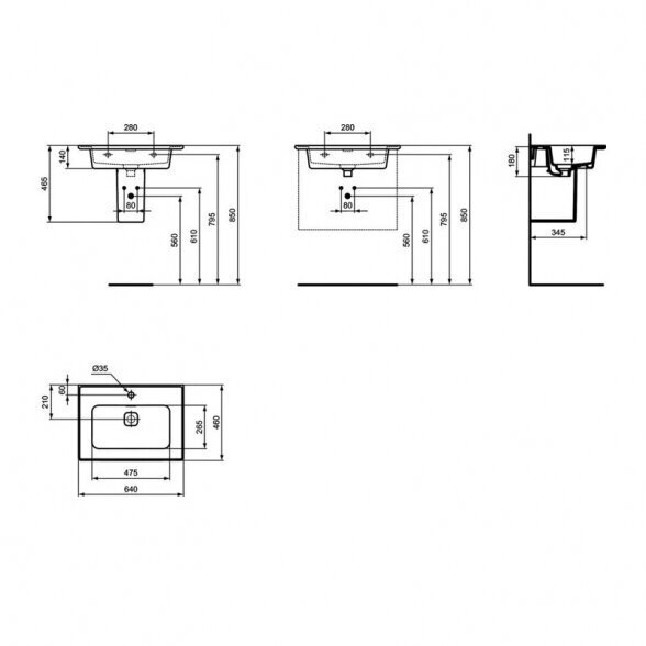 Vonios spintelė IDEAL STANDARD Adapto 61 su praustuvu 6